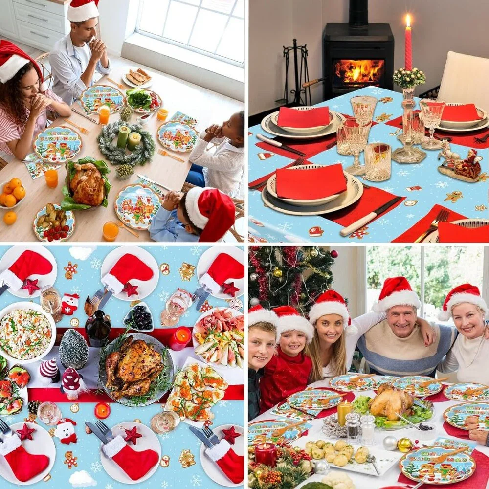 Cute Gingerbread Christmas Tableware Complete for 24 Guests' Delightful Dining